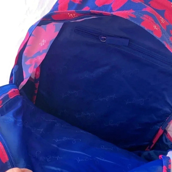 Vera Bradley blue and pink lighter up just right art poppies backpack NWT - Picture 4 of 7